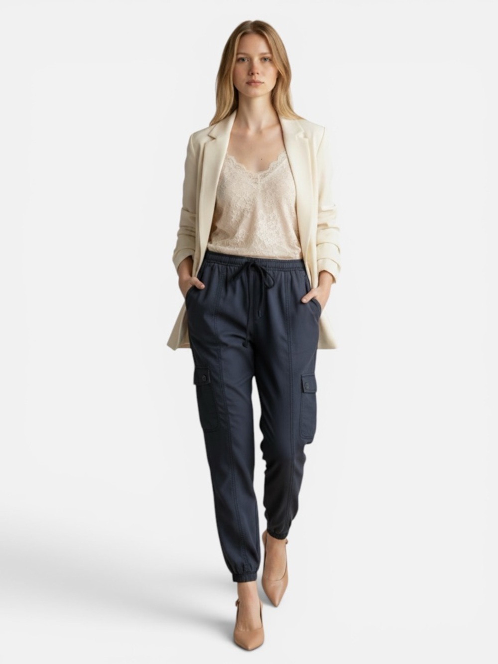 Velvet Heart Black Tencel Baggy Cargo Jogger Style Pants Size XS